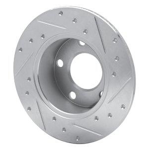 Audi A6 Brake Rotor (1) - Rear Left - R1 Concepts - Drilled & Slotted - Silver - `92-`05